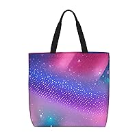 Blue Pink and Purple Pastel Colors Tote Bag with Zipper for Women Inside Mesh Pocket Heavy Duty Casual Anti-water Cloth Shoulder Handbag Outdoors