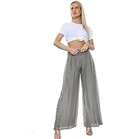 Ladies Italian Lagenlook | Quirky Layer 100% Silk | Puffball Style Harem Palazzo Trousers Pants | Leggings Joggers Pants Loose Baggy