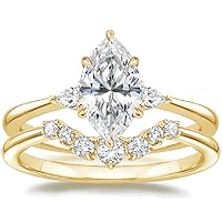 Engagement Ring with 2.00 CT Moissanite, Yellow Gold, Marquise Cut Solitaire