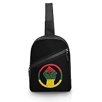 Rasta Black Power FIST Fits Sling Backpack Chest Bag Crossbody Shoulder Bags Daypack For Casual Travel Hiking Sports