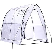 Ohuhu Portable Tunnel Greenhouse Outdoor: Heavy Duty Walk in Green House with Mesh Windows Durable Plastic PE Cover for Outside, 5.9x5.9x6.6 FT, White