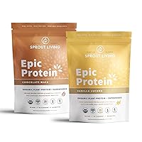 Epic Protein Bundle - Chocolate Maca & Vanilla Lucuma (20g Organic Plant-Based Protein Powder, Vegan, Gluten Free, Superfoods) | 1lb, 12 Servings