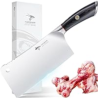 Meat Cleaver, Professional 7.5 Inch Bone Chopping Butcher Knife with Heavy Duty Blade, German Military Grade Composite Steel, Chinese Chef's Bone Cutting Knife for Home Kitchen & Restaurant