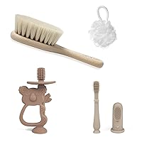 Ali+Oli Baby Oral Care Bundle: Silicone Koala Toddler Toothbrush and Teether, Oral Care Set, and Natural Wooden Brush