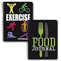 BookFactory Bundle Food Journal and Fitness Journal, 120 Pages Each, 5