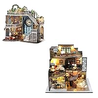 Fsolis DIY Miniature Dollhouse Kit, 3D Wooden Miniature House with Dust Cover Miniature Dolls House kit Mini House Kit to Build Magic House Kit Gift for Adults