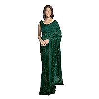 Trendy Georgette Cocktail Party & Wedding Sequin Sari Indian Saree 5176