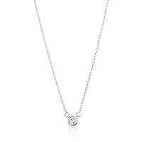 Amazon Collection IGI Certified Lab Grown Diamond Bezel-Set Necklace in 14k White Gold (1/4 - 2 CT.TW., I-J Color, SI1-SI2 Clarity)