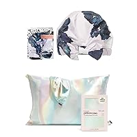 Kitsch Luxury Shower Cap FLoral and Satin Pillowcase Standard (Aura, 1 pc) Bundle with Discount