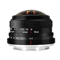 7 Artisans 4mm F2.8 Fisheye Ultra Wide Angle Lens Manual Focus Prime Lens Compatible for Sony E-Mount Mirrorless Camera A6300 A6400 A6500 NEX-3 NEX-3N NEX-5T NEX-5R A7 A7II A7RIII Black