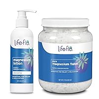 Life-flo Unscented Magnesium Lotion 8oz and Magnesium Flakes for Bath 44oz - Relief and Relaxation with Topical Magnesium Chloride from Zechstein Seabed - Soothe Muscles and Joints - 60-Day Guarantee