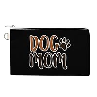 Love Dog Mom Women's Canvas Coin Purse Change Pouch Zip Wallet Bag