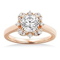 14k Gold Diamond Halo Engagement Ring Setting (0.11ct)