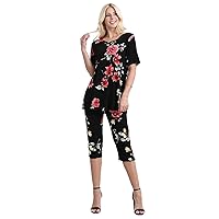 Jostar Women's 2 Piece Set – Short Sleeve T Shirts Top and Capri Pants with Side Slit Stretchy Casual Outfit