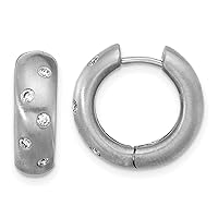 18k White Gold Diamond Hinged Hoop Earrings Measures 17.5x17.5mm Wide 6.3mm Thick Jewelry Gifts for Women