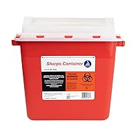 Dynarex Sharps Container, Provides a Safe Disposal of Medical Waste and Needles, Non-Sterile & Latex-Free, 3 Gallons, Made with Thermoplastic, Red with a Transparent Lid, 1 Sharps Container