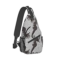 Seahorses Pattern Sling Bag Crossbody Sling Backpack Chest Shoulder Bag Daypack for Hiking Walking Travel