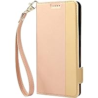 Genuine Leather Wallet Case for iPhone 13 mini/13/13 Pro/13 Pro Max, Credit Card Holder Kickstand Folio Flip Protective Cover with Wrist Strap Magnetic Clasp (Color : Pink, Size : 13pro max 6