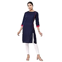 Vihaan Impex Navy Blue Printed Dress for party Indian Kurti for Women Tunic