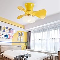 Ceiling Fans with Lamps,Remote Small 3 Color Temperature Changeable, Kids Led Ceiling Fan with Lighting, Silent Fan Ceiling Light Reversible 6-Speeds Wind Speed Ceiling Fan Lighting,Blue/Yellow