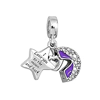 KunBead Jewelry I Love You to the Moon and Back Openable Star Heart Dangle Pendant Charms Compatible with Pandora Bracelets