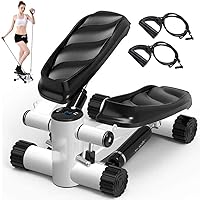 CHUNCIN - Mini Stepper, Indoor Fitness Stepper Stair Stepper, LCD Monitor and Resistance Bands Stepper Exercises Equipment, Mini Stair Stepping Exercise Without Installation