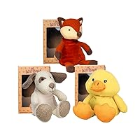Fox, Dog and Duck Stuffed Animals, Warmie for Kids, 10 Inch, Microwavable, Heatable Clay Beads, Squishmallow Plush Pal, Dried Lavender Aromatherapy, Soft & Cuddly, Kids Gifts Box Ready