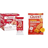 Quest Nutrition Frosted Cookies Twin Pack, Strawberry Cake, 1g Sugar, 10g Protein, 2g Net Carbs & Cheese Crackers, Cheddar Blast, High Protein, Low Carb, Made with Real Cheese, 12 Ct