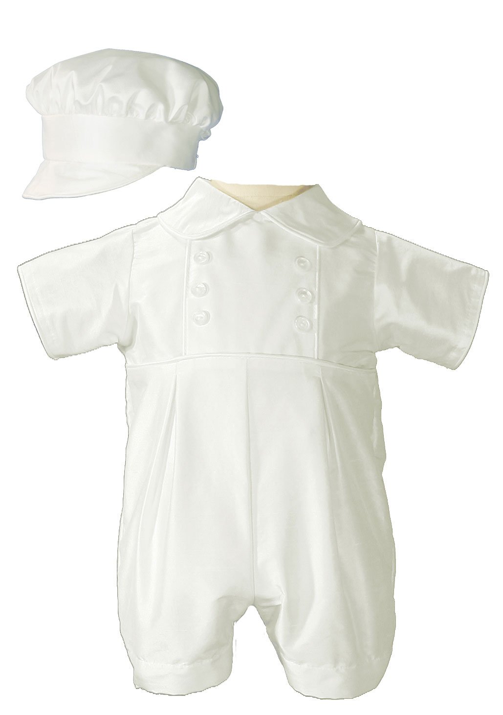 Baby Boys Silk Christening Outfit Christening Baptism Romper with Bonnet Hat