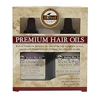 Difeel Premium Natural Hair Oil - Macadamia Hair Oil and Manuka Oil 2.5 ounce (2-Piece Set)