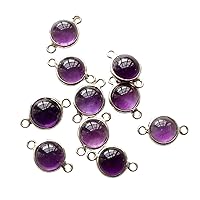 Women's 6 mm Approx Amethyst Connectors, Amethyst 925 Silver Connectors, Round Amethyst Bezel Connectors, Finding, Charm (5Pcs To 10Pcs Options)