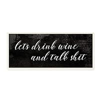 Stupell Industries Lets Drink Wine Funny Family Word Wall Plaque, 7 x 17, Design by Artist Daphne Polselli