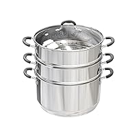 SUNHOUSE – 9 Quarts Multipurpose Stock Pot and Steamer Pot with PFOA-free, 18/10 Stainless Steel Steam Pot for Cooking Vegetables, Seafood - Cooking Pot with Lid Suitable for Soups, Stews and Pasta
