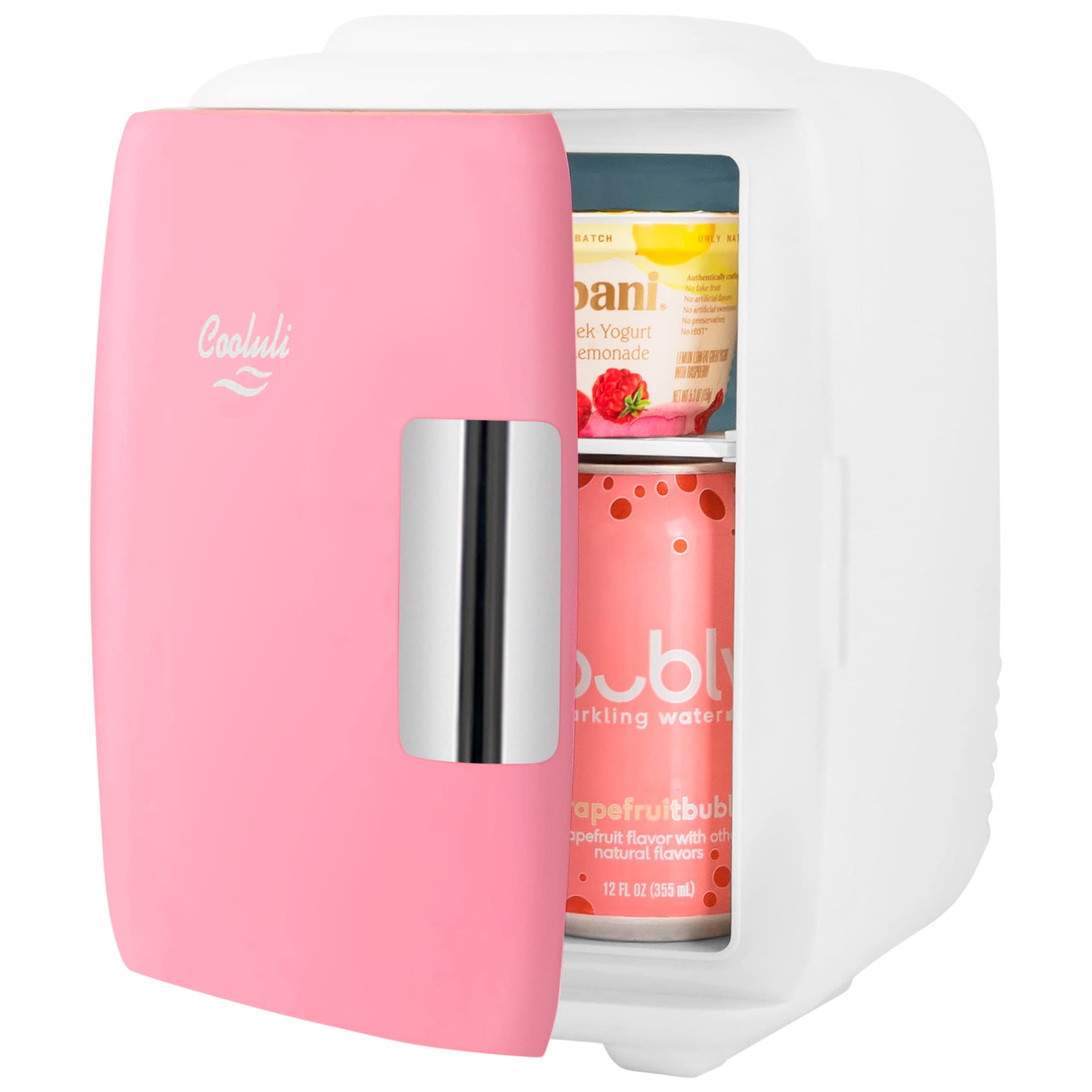 Cooluli Skincare Mini Fridge for Bedroom - Car, Office Desk & Dorm Room - Portable 4L/6 Can Electric Plug In Cooler & Warmer for Food, Drinks, Beauty & Makeup - 12v AC/DC & Exclusive USB Option, Pink