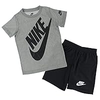 Nike Boy`s Dri-Fit T-Shirt & Shorts 2 Piece Set (Habanero Red(76E908-R6P)/Grey