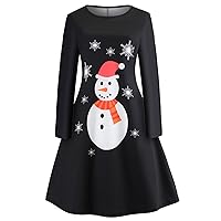 Christmas Plus Size Long-Sleeved Snowflake Printed Dresses.