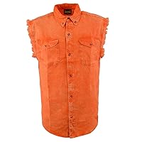 Milwaukee Leather Mdm11682.152 Men’s Orange and Beige Sleeveless Shirt