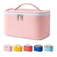Waterproof Travel Cosmetic Zipper Makeup Organizer Pouch Bag Cube Toiletry Kit for Women Girls, Pink, L, Travel Accessories