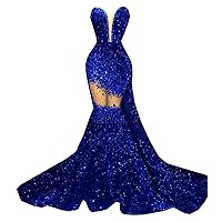 Prom Dresses Rhinestone Pageant Glitter Mermaid Sequin Celebrity Evening Gala Dress