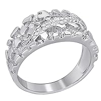 Men's Nugget Ring - Plain Solid 925 Sterling Silver Ring - Iced Cz Claw Mark - Sizes 6-13