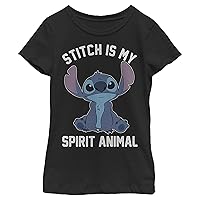 Disney Lilo Stitch Spirital Animal Girl's Solid Crew Tee