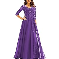 Chiffon Laces Appliques Mother of The Groom Dresses A Line Sequin Beaded V Neck Formal Evening Gown for Mom