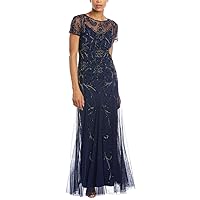 Adrianna Papell Women's Beaded Mesh Covered Gown