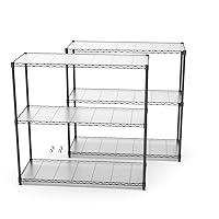 3 Tier NSF Metal Shelf Wire Shelving Unit - Black Set of 2, 1050lbs Capacity Heavy Duty Adjustable Storage Rack with Shelf Liners, Extensible to 6 Tier 2100lbs Shelving Designs, 48