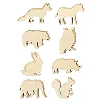 48 Pack Unfinished Wooden Woodland Forest Animal Life Cutouts,Bear,Fox,Elephant,Rabbit,Squirrel,Horse,Rhinoceros,Owl Shapes Model for Home Decor Ornament,DIY Craft Art Project(6 PCS/Shape)