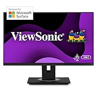 ViewSonic VG245 24 Inch IPS 1080p Monitor Designed for Surface with Advanced ergonomics, 60W USB C, HDMI and DisplayPort inputs for Home and Office