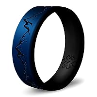 Knot Theory Waves, Mountain, Forest Silicone Ring for Men and Women - Silicone Wedding Band for Sports Activities, Breathable Comfort Fit 6mm Bandwidth