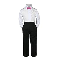 3pc Shirt Black Pants Bow Tie Set Baby Toddler Kid Boy Party Formal Suit 8-20
