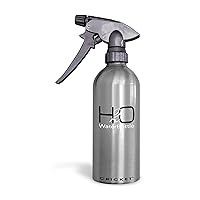 H2O Water Spray Bottle for Hair Mist Salon Style Spray Bottles Metal Aluminum, Hairstylist Barber Styling Supplies and Accessories, 14 oz, Silver