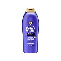 OGX Thick & Full + Biotin & Collagen Volumizing Shampoo, Nutrient-Infused Hair Shampoo with Vitamin B7 Biotin Gives Hair Volume & Body for 72+ Hours, Sulfate-Free Surfactants, 25.4 fl. oz